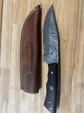 Load image into Gallery viewer, Damascus Knife with Solid Wood Handle
