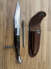 Load image into Gallery viewer, Pocket Knife with Solid Black Walnut Wood Handle, Wine Opener, &amp; Honing Rod
