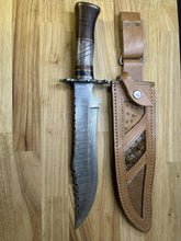 Load image into Gallery viewer, Damascus Knife with Wood &amp; camel bone Handle
