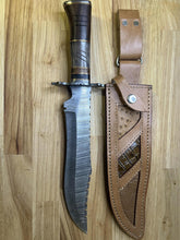 Load image into Gallery viewer, Damascus Knife with Wood &amp; camel bone Handle
