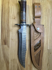 Damascus Knife with Wood & camel bone Handle
