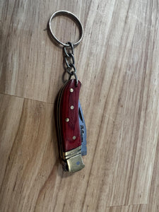 Keychain Knife with Solid Wood Handle