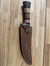 Load image into Gallery viewer, Damascus Knife with Wood &amp; Acrylic Handle
