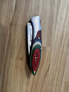 Pocket Knife with Mutli Colored Wood Handle