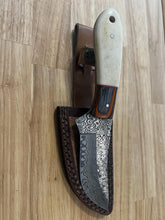 Load image into Gallery viewer, Cable Damascus Knife with Ivory &amp; Wood Handle
