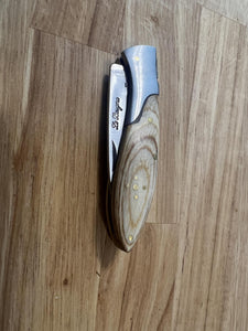 Pocket Knife with Light Colored Wood Handle