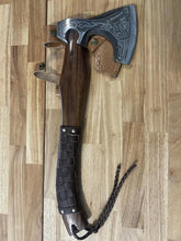 Load image into Gallery viewer, Viking Axe with Brown Leather Wrapped Wood Handle

