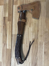Load image into Gallery viewer, Viking Axe with Brown Leather Wrapped Wood Handle
