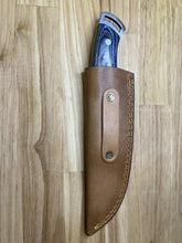 Load image into Gallery viewer, Hunting Knife with Blue/Gray Wood Handle

