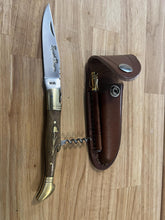 Load image into Gallery viewer, Pocket Knife with Solid Oak Wood Handle, Wine Opener, &amp; Honing Rod
