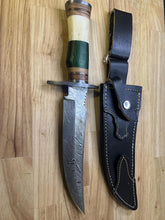 Load image into Gallery viewer, Damascus Knife with camel bone &amp; multi Wood Handle
