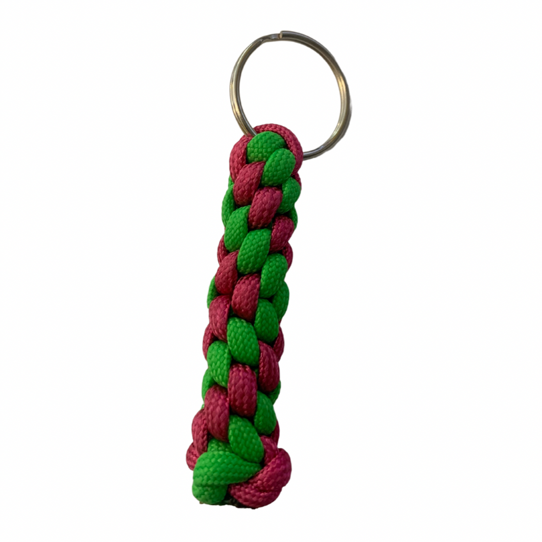 Green & Pink Woven Keychain